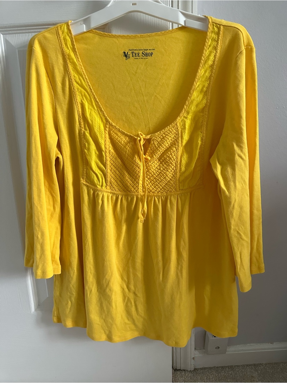Women's VS Tee Shop Yellow Scoop Neck Peasant Top